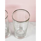 Vintage Mid Century Highball Glasses Set of 3 Silver Rim Barware