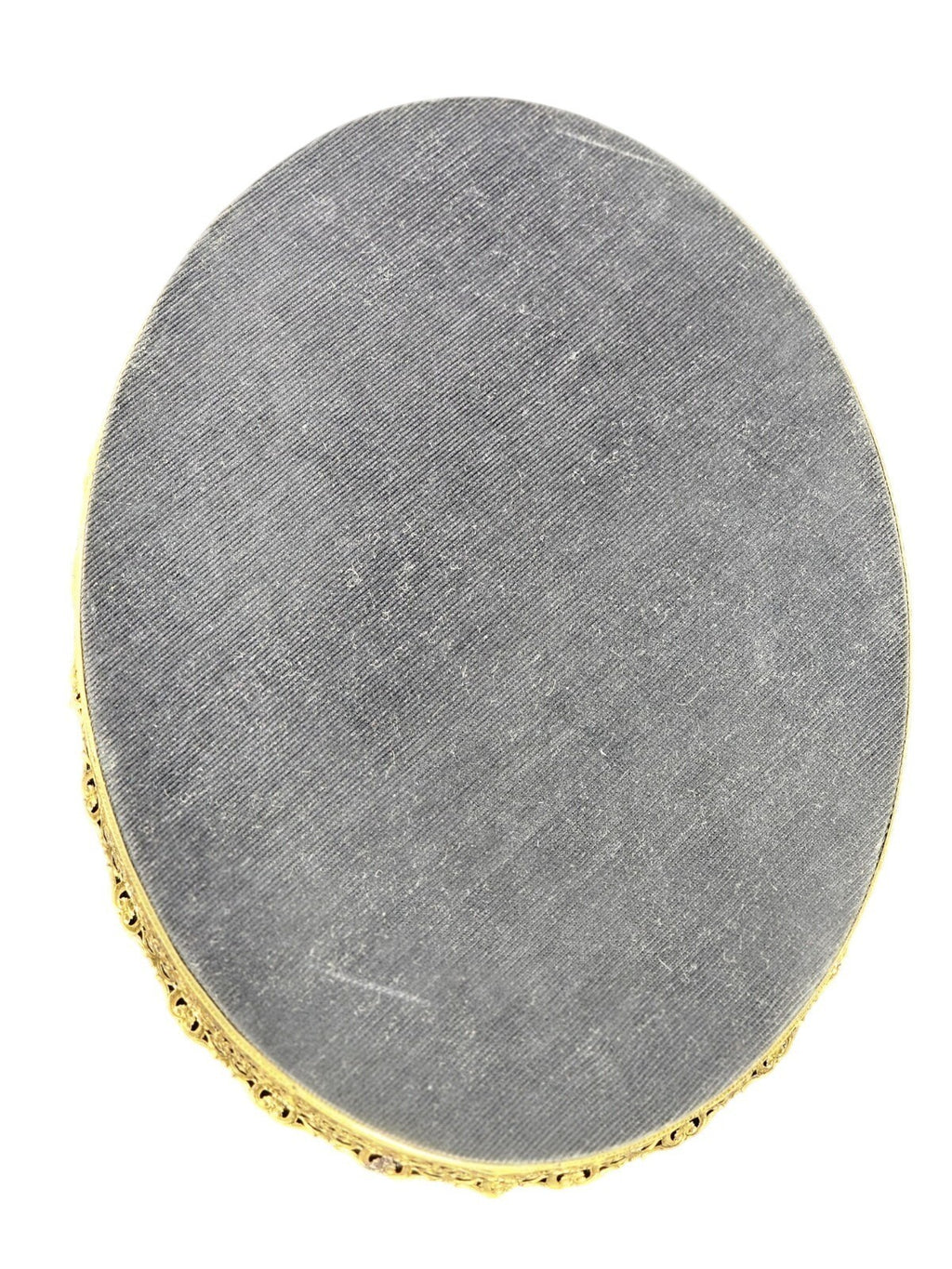 Vintage Oval Mirror Vanity Tray With Ornate Gold Filigree Design