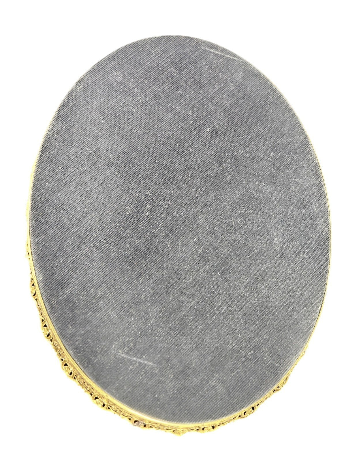 Vintage Oval Mirror Vanity Tray With Ornate Gold Filigree Design