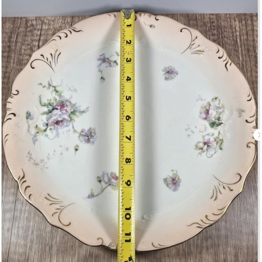 Vintage Austria Hand Painted Floral Porcelain Plate 11" Gold Rim