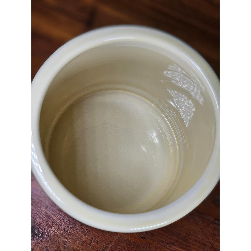 Vintage OGGI Tuscan Wine Label Ceramic Canister With Lid 8 In