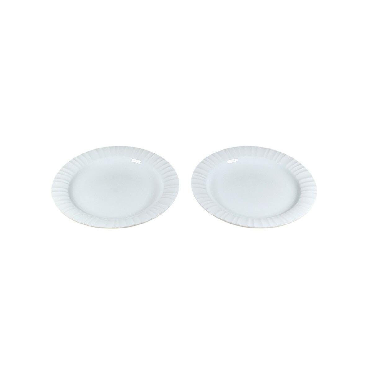 CorningWare French White Ribbed Plates Set of 2 8.25 Inch Salad Plates