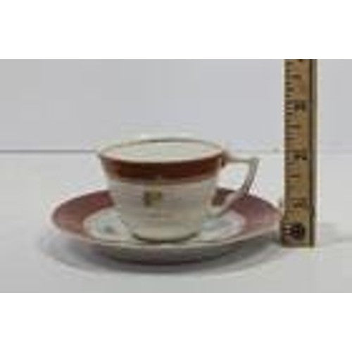 Condol Tea Cup and Saucer Maroon Gold Floral Vintage Set