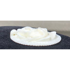 Vintage Carved Rose Pendant Round Floral Medallion Ivory Tone