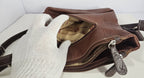 Stone & Co Shoulder Bag Purse Faux Leather Brown Cognac Zip Pockets
