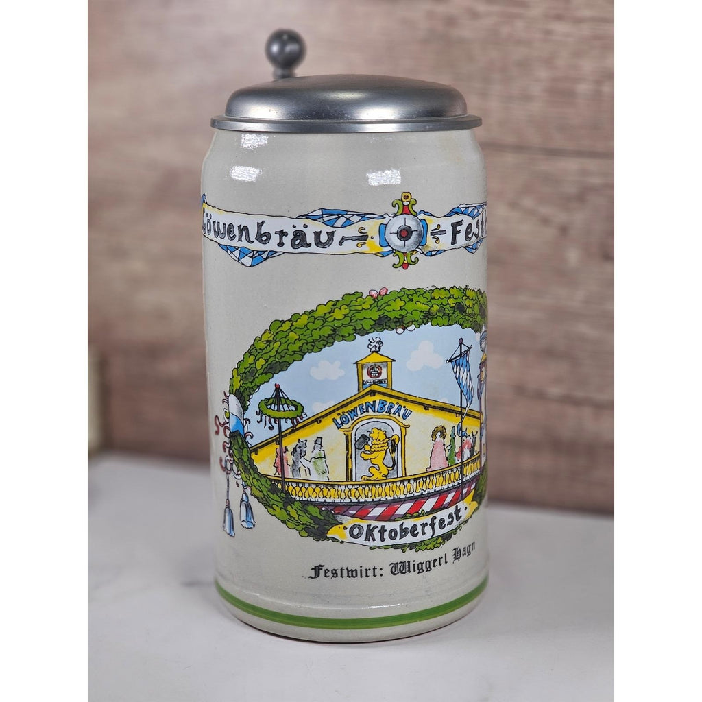 German Beer Stein Lowenbrau Oktoberfest Rastal Pewter Lid