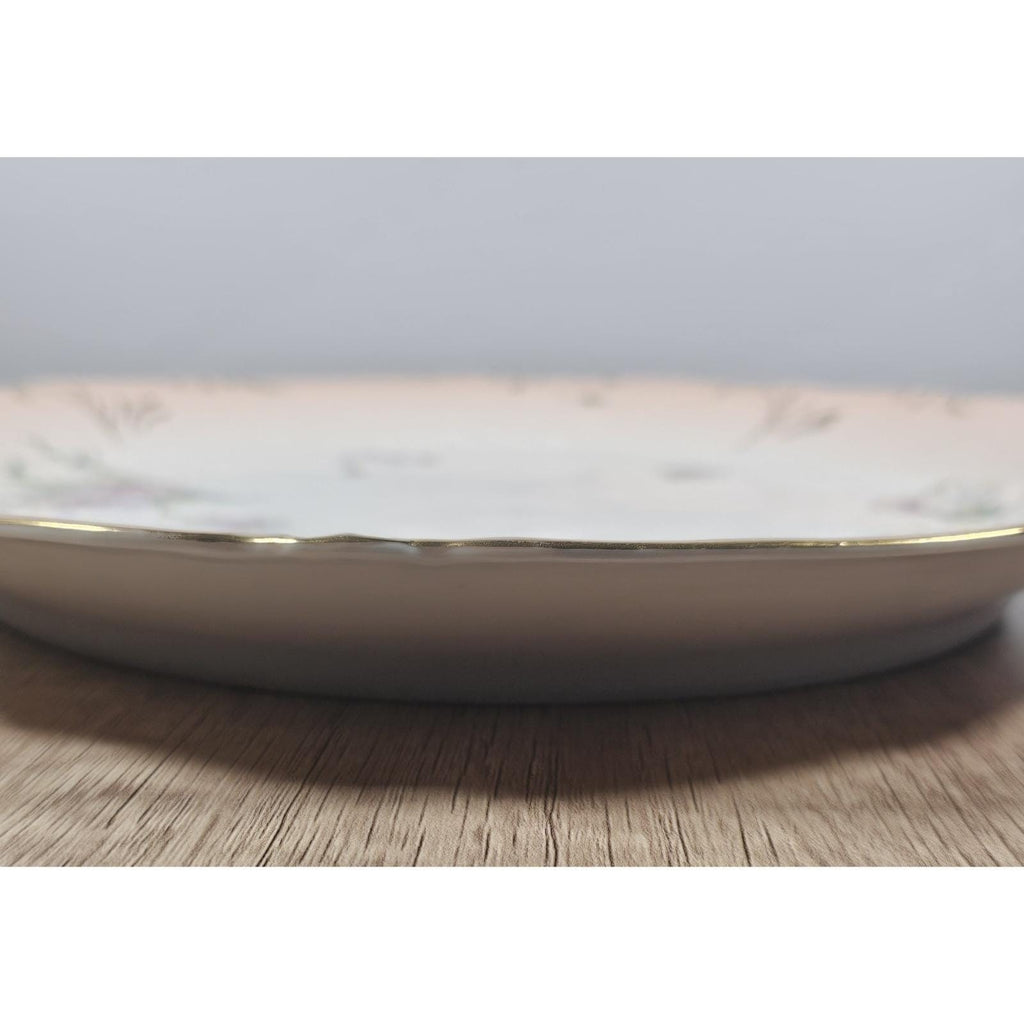 Vintage Austria Hand Painted Floral Porcelain Plate 11" Gold Rim