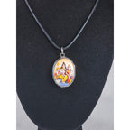 Vintage Hindu Deity Pendant Necklace Oval Religious Medallion