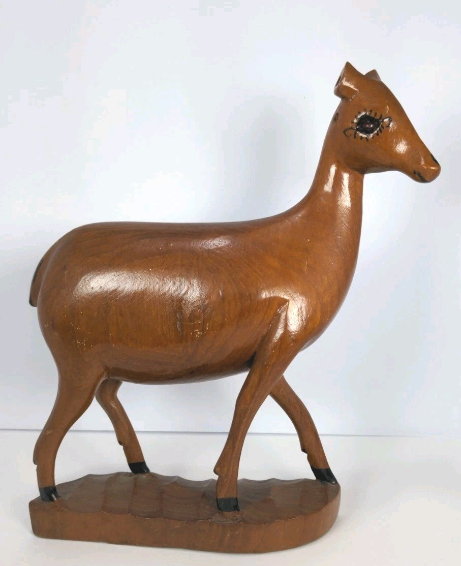 Hand Carved Wood Deer Book Ends – Rustic Wildlife Decorative Accents