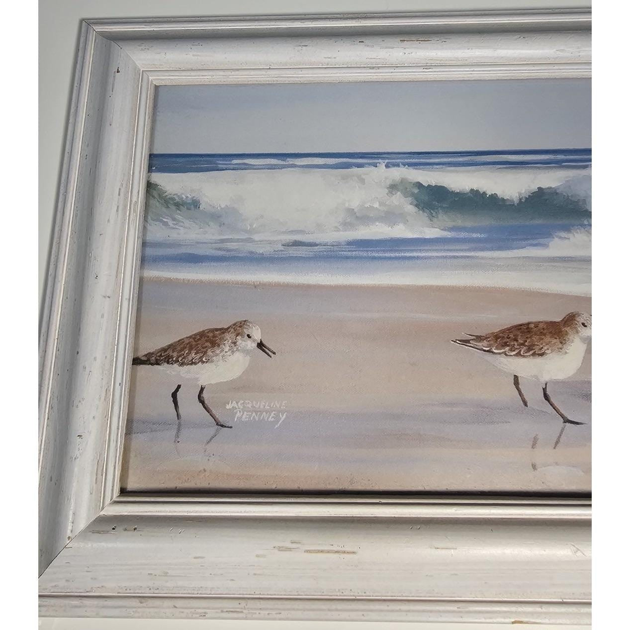 Jacqueline Penney Coastal Shorebirds Lighthouse Framed Art Signed