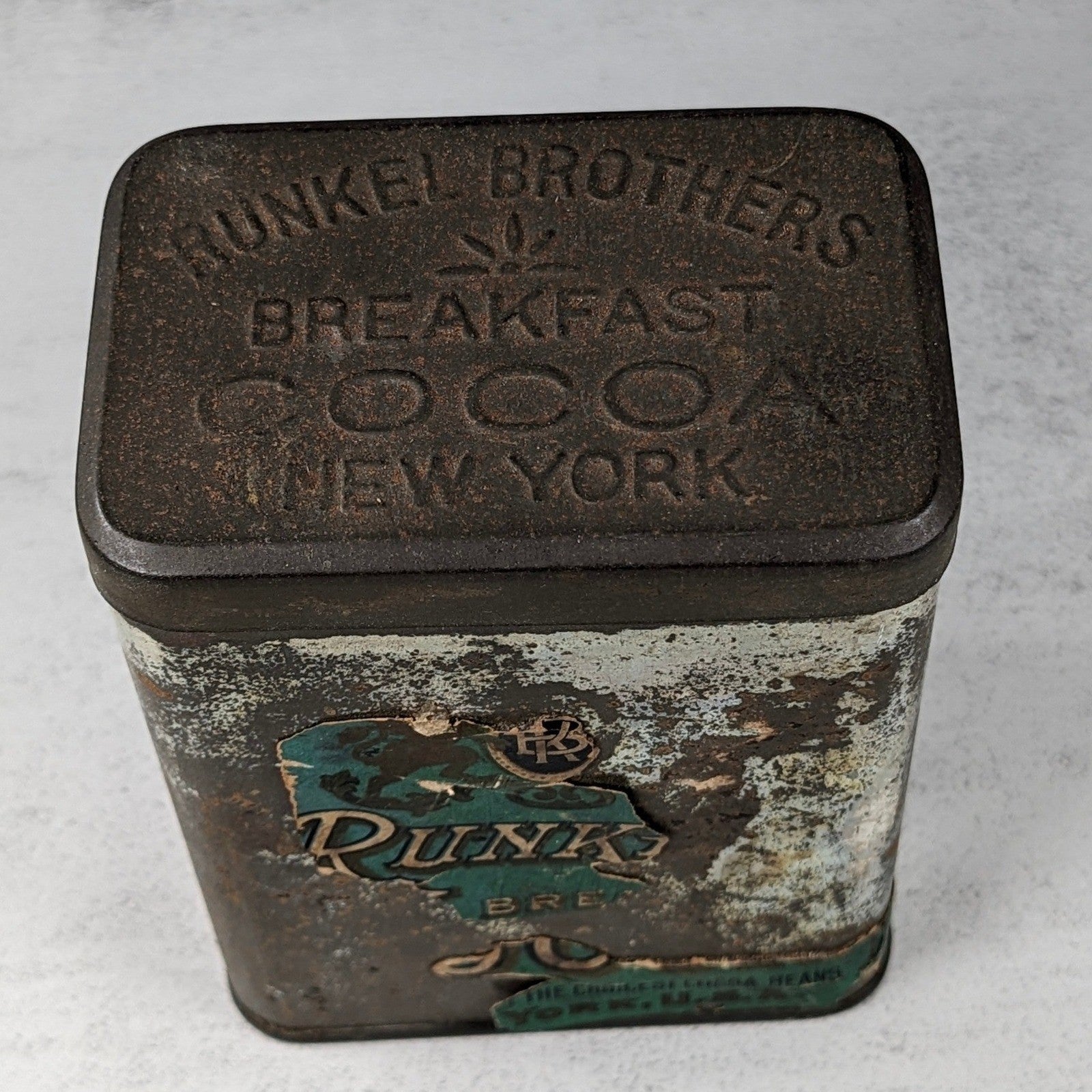 Antique Runkel Brothers Breakfast Cocoa Tin York PA