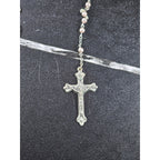 Vintage Rosary Necklace & Heart Pin Set with Case Religious