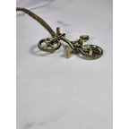 Vintage Bicycle Pendant Necklace Gold Tone Bike Charm Cyclist Jewelry