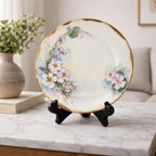 Vintage H & Co Bavaria Dogwood Plate Hand Painted Porcelain Gold Trim