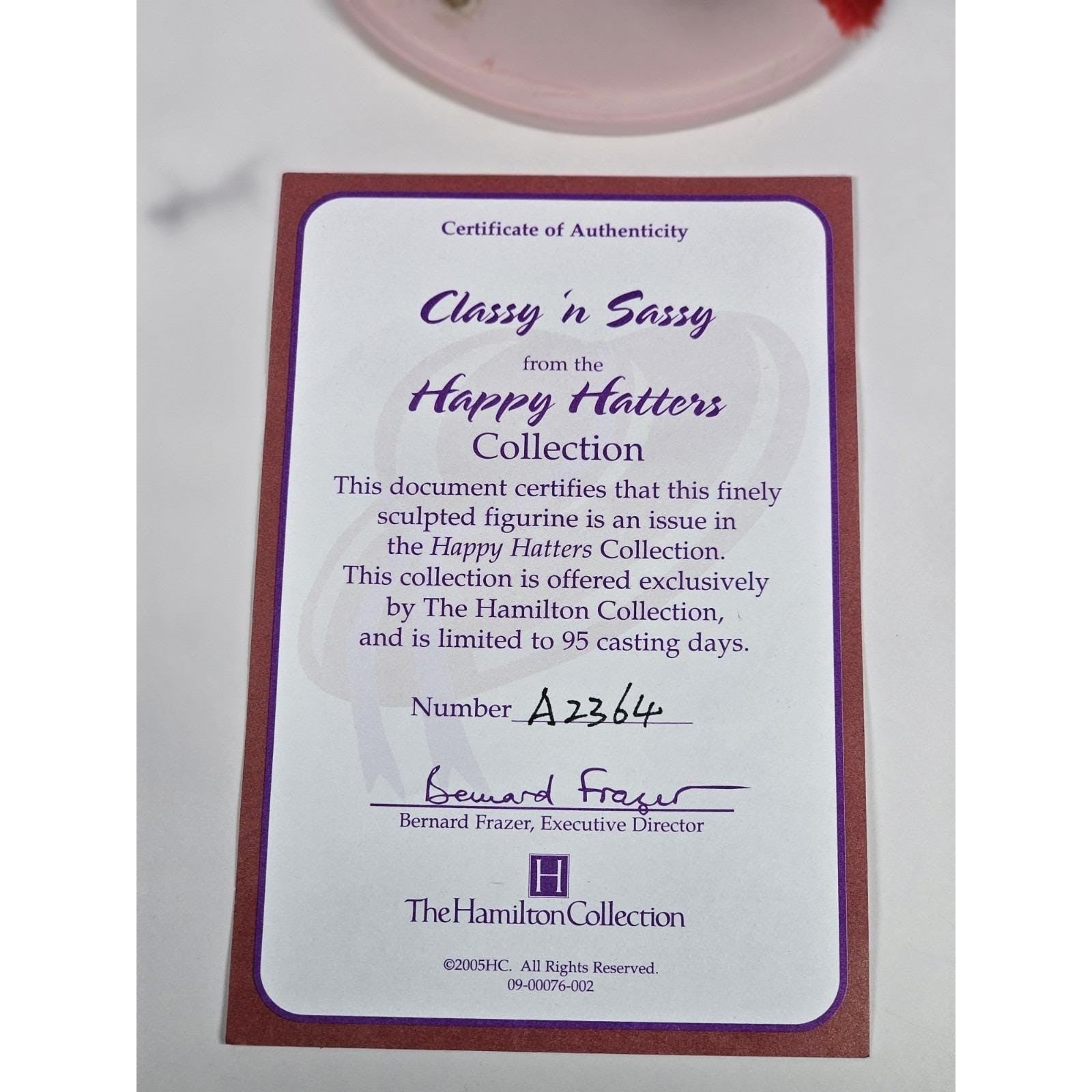 Hamilton Collection Classy n Sassy Bear Figurine Happy Hatters COA 5.5"