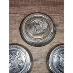 Vintage Aluminum Coaster Set of 3 Embossed D Monogram 3 3/8 Inch