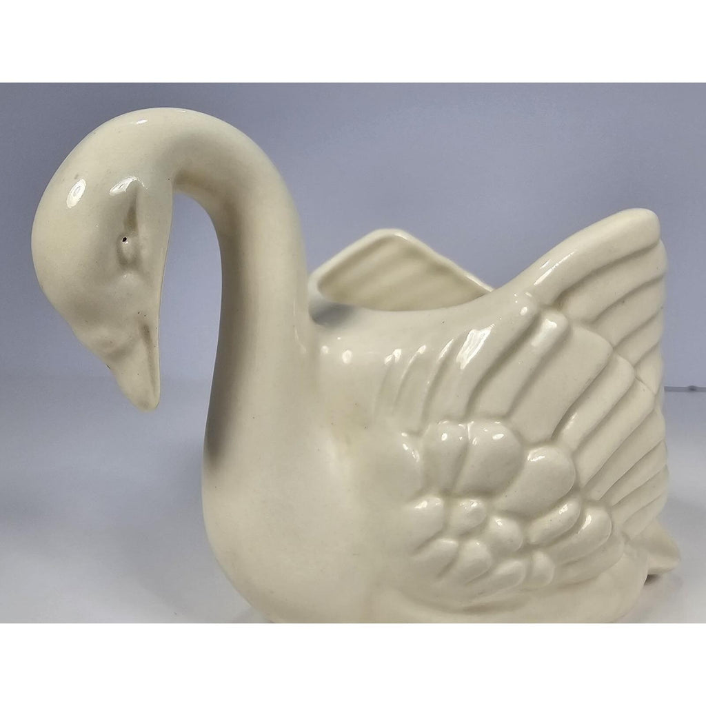 Vintage Porcelain Swan Figurine Small Vase 5.5 Inch