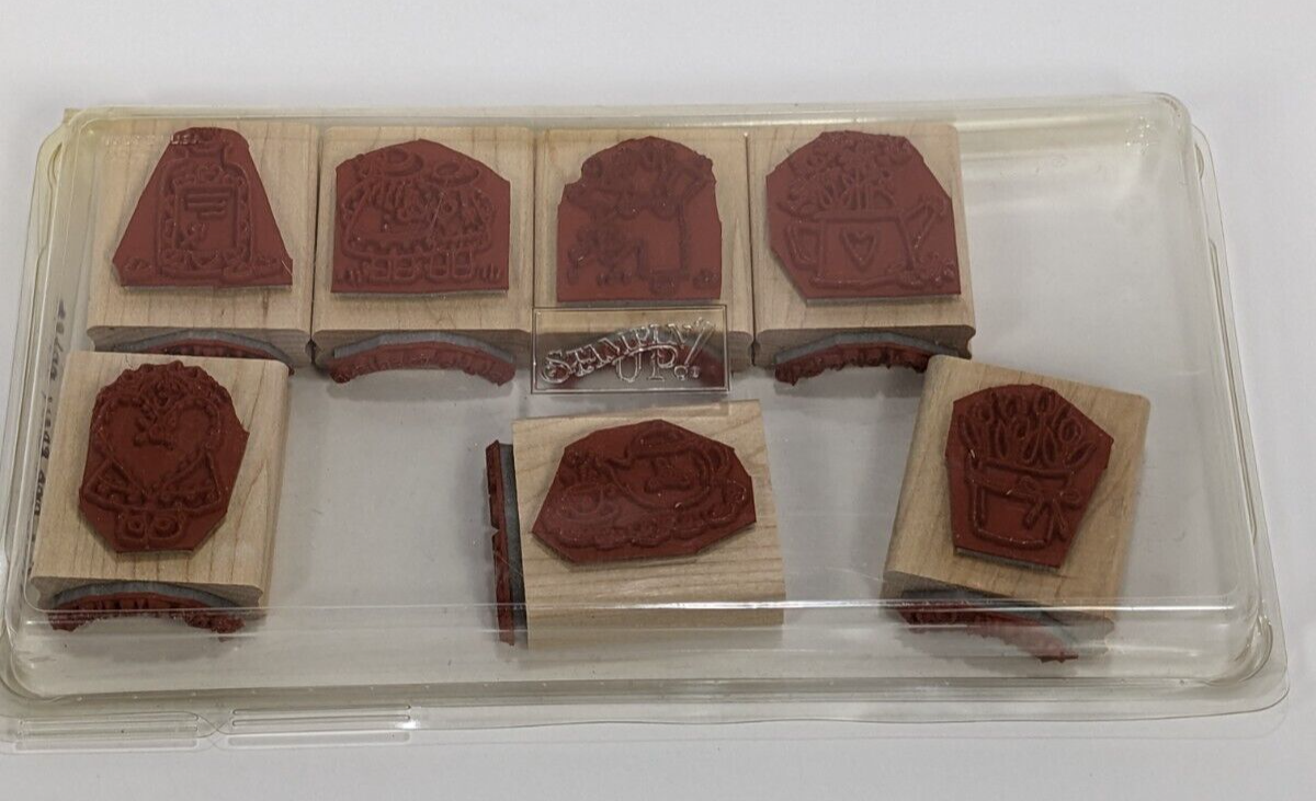 Set of 7 Stampin’ Up! Nice & Easy Notes Rubber Stamps – 1996 Vintage Set