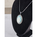 Vintage Angel Cameo Pendant Necklace Blue White Beaded Frame