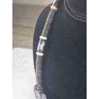 Vintage Tribal Carved Wood Spiral Necklace Statement Collar Black