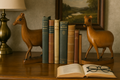 Hand Carved Wood Deer Book Ends – Rustic Wildlife Decorative Accents