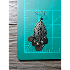 Boho Antique Gold Filigree Teardrop Chandelier Earrings Plum Shell Dangle Charms