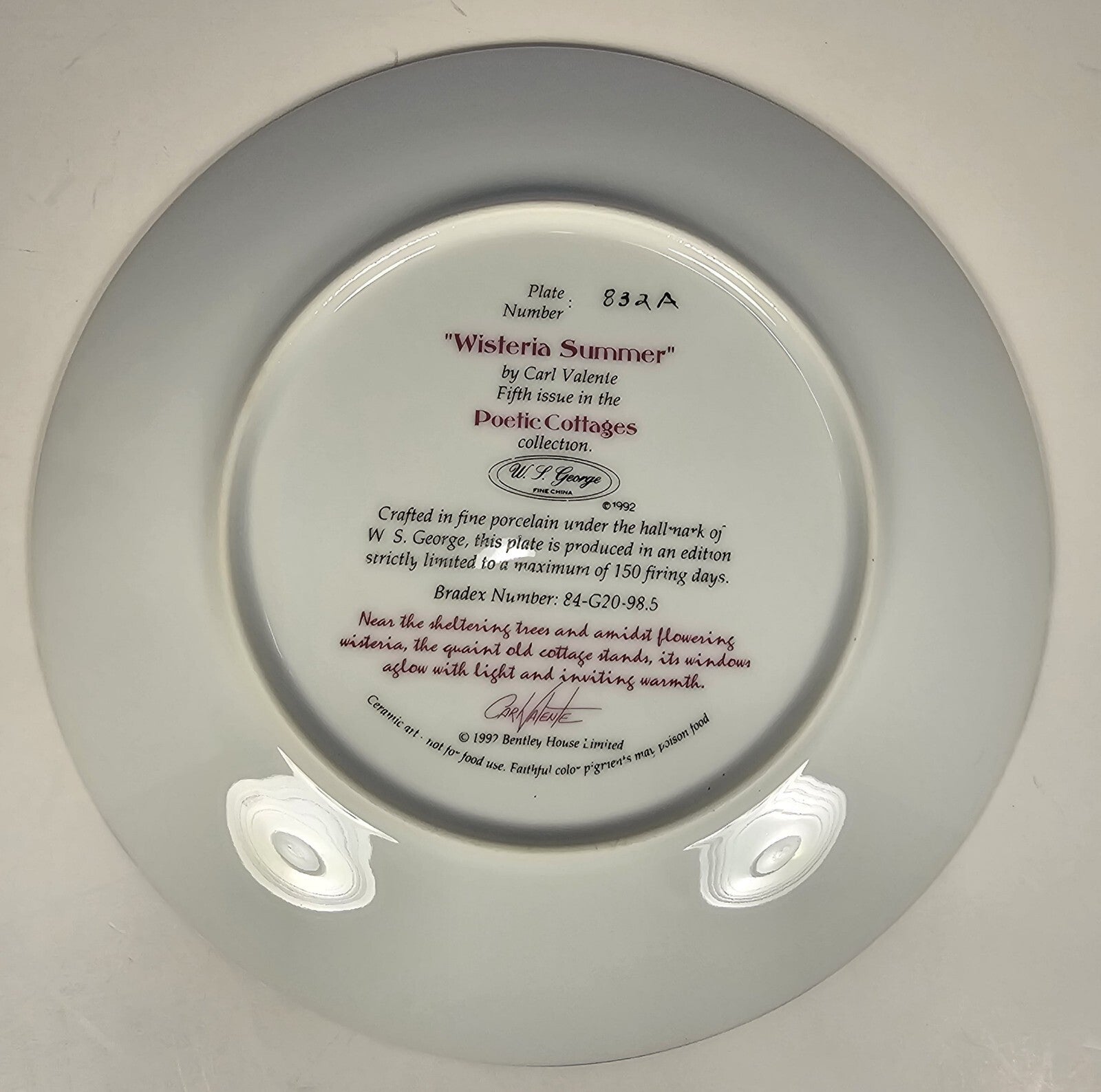 Wisteria Summer Poetic Cottages Collector Plate by Carl Valente