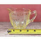 Vintage Anchor Hocking Cameo Ballerina Yellow Glass Creamer & Sugar Set