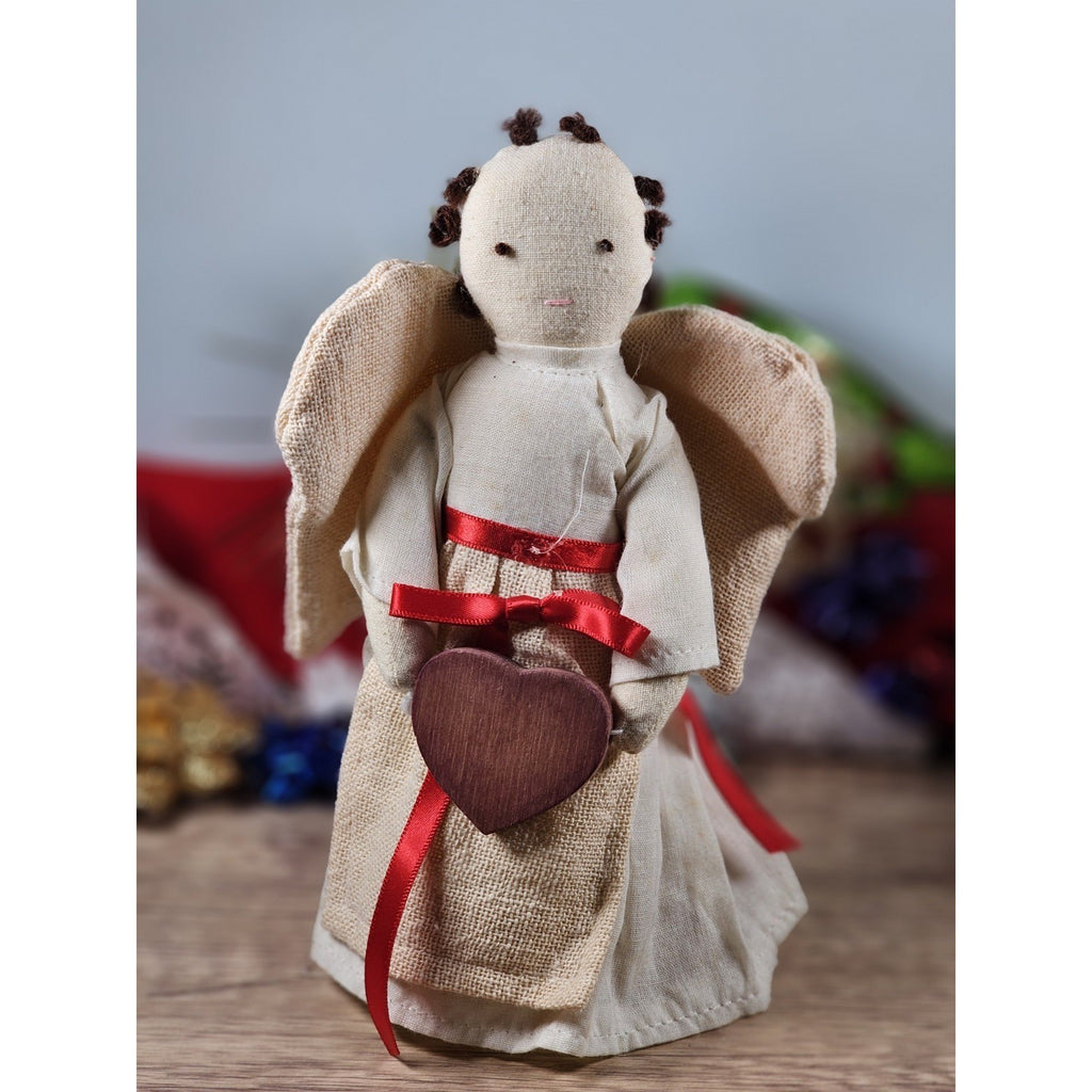 Vintage 1980s Angel Figurines Set of 2 Fabric Face Angels 7.5"