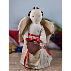 Vintage 1980s Angel Figurines Set of 2 Fabric Face Angels 7.5"