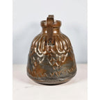 Vintage Hammered Copper Pitcher with Dual Handles Scalloped Design