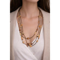 Vintage Multi Strand Beaded Necklace Earth Tone Chain Necklace