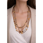 Vintage Multi Strand Beaded Necklace Earth Tone Chain Necklace