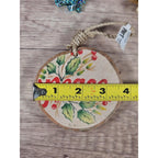 Rustic Wood Slice Ornament Peace Holly Berries Christmas Decor