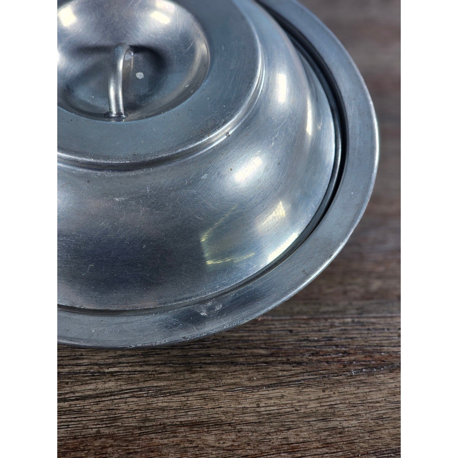 Vintage Genuine Pewter Lidded Dish | Stamped Pewter Covered Bowl