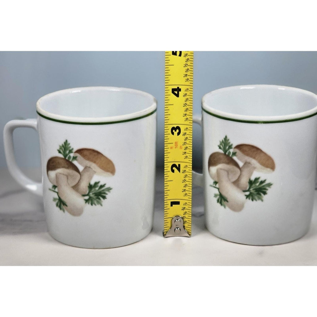 Vintage Lourioux Porcelain Botanical Mugs Set of 2 Radish Mushroom