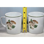 Vintage Lourioux Porcelain Botanical Mugs Set of 2 Radish Mushroom