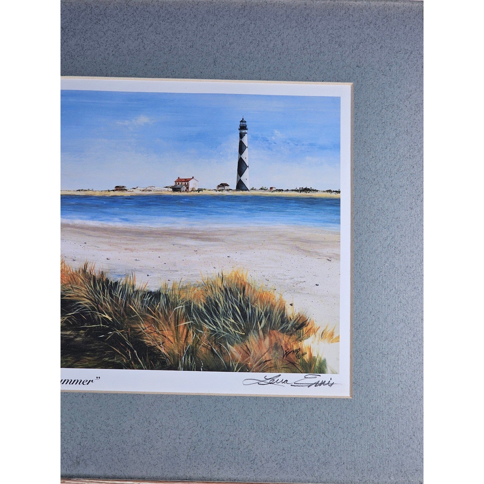 Framed Coastal Lighthouse Print End of Summer Lena Dennis Beach Art