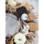 Rustic Fall Harvest Wreath With Pumpkins, Berries, Leaves Seasonal Decor