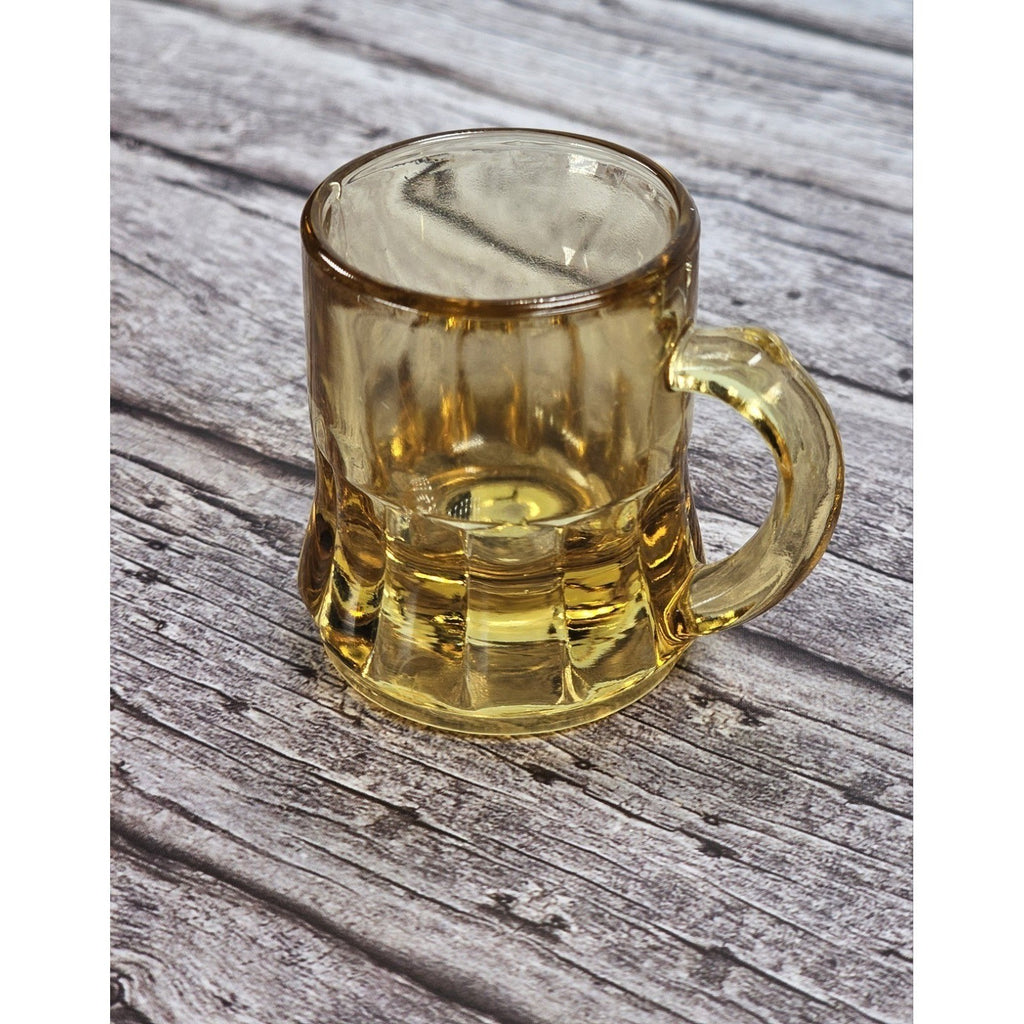 Vintage Federal Amber Mini Beer Mug Shot Glass 1970s Gold Glass