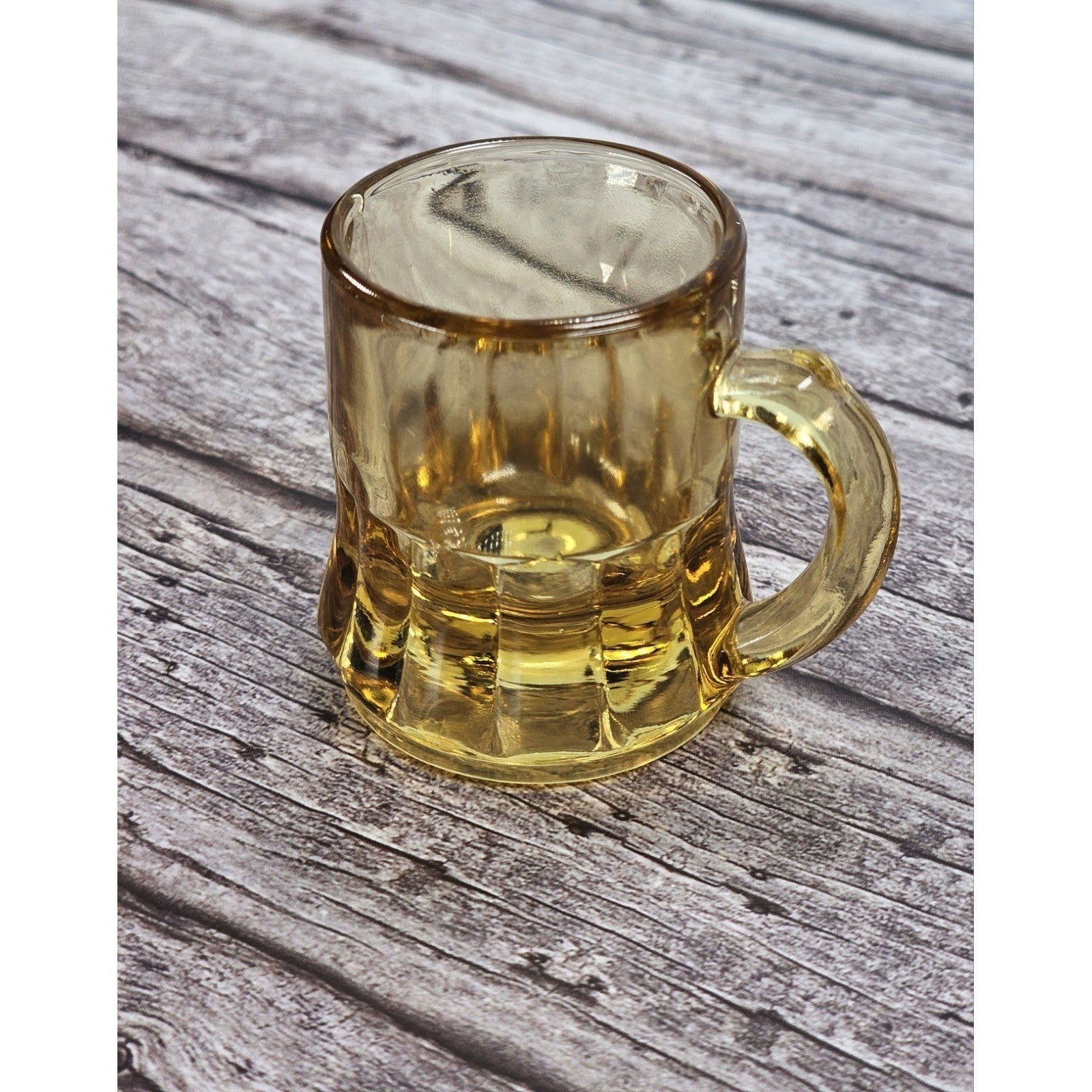Vintage Federal Amber Mini Beer Mug Shot Glass 1970s Gold Glass
