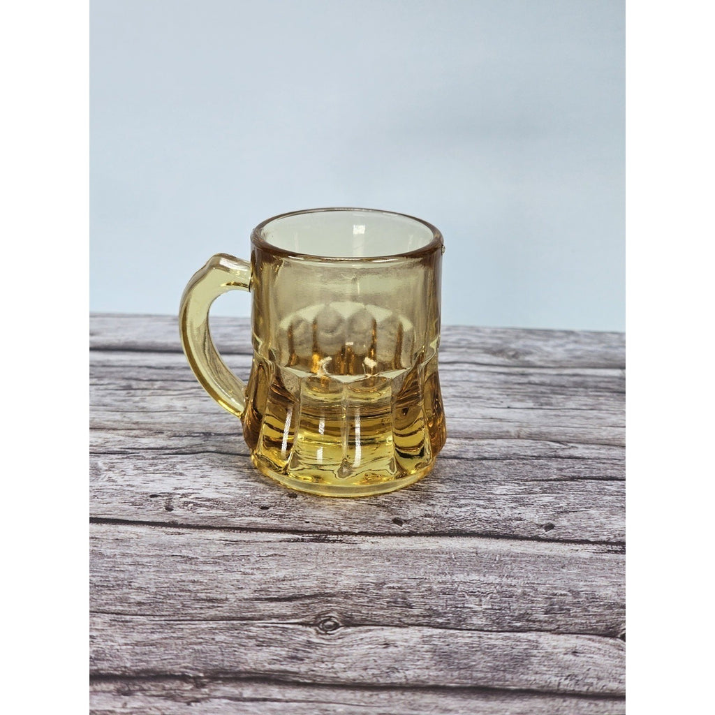 Vintage Federal Amber Mini Beer Mug Shot Glass 1970s Gold Glass