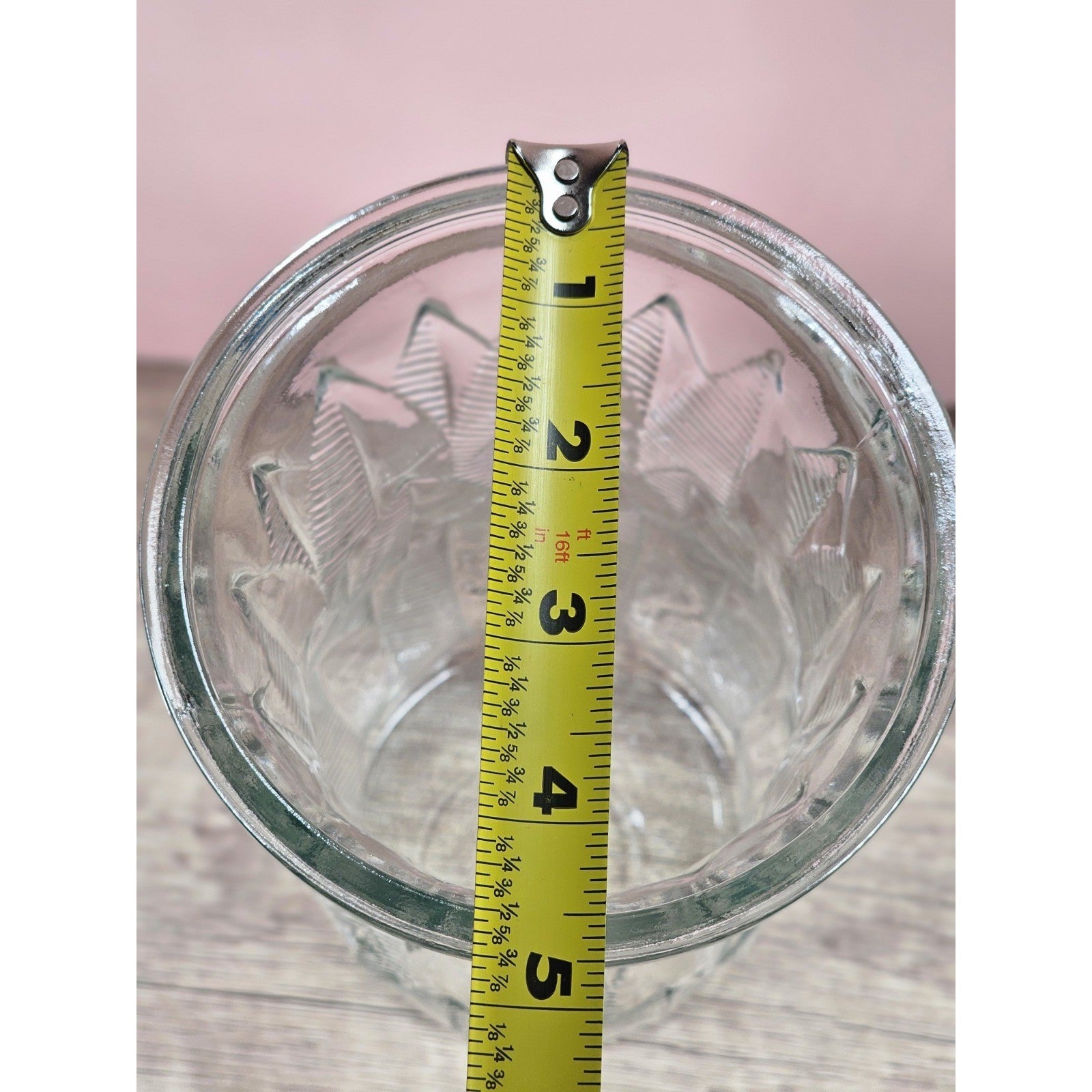 Vintage Brody Clear Glass Vase 9.5 Inch Mid Century Feather Leaf Design