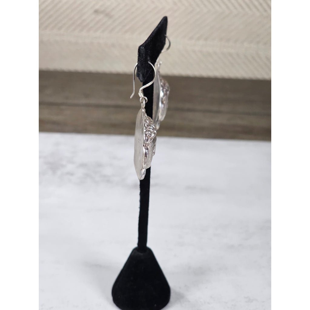 Vintage Sterling Buddha Head Dangle Earrings Spiritual Boho