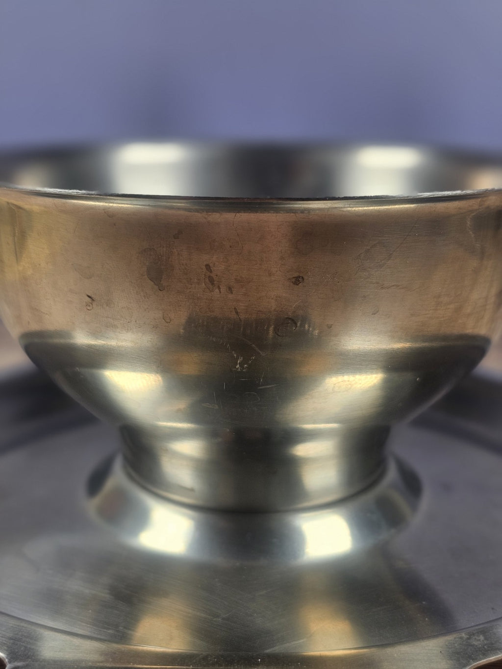 International Decorator Stainless Steel Gravy Bowl With Attached Plate Elegant