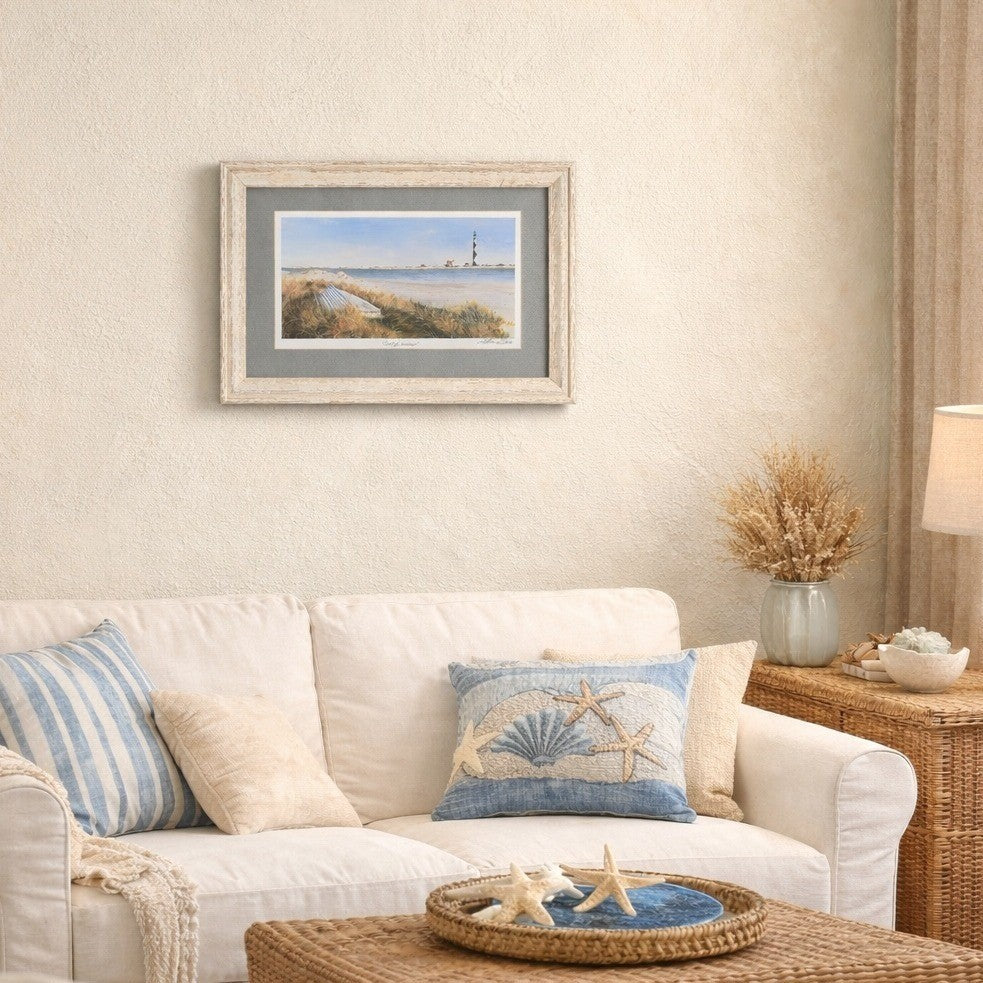 Framed Coastal Lighthouse Print End of Summer Lena Dennis Beach Art