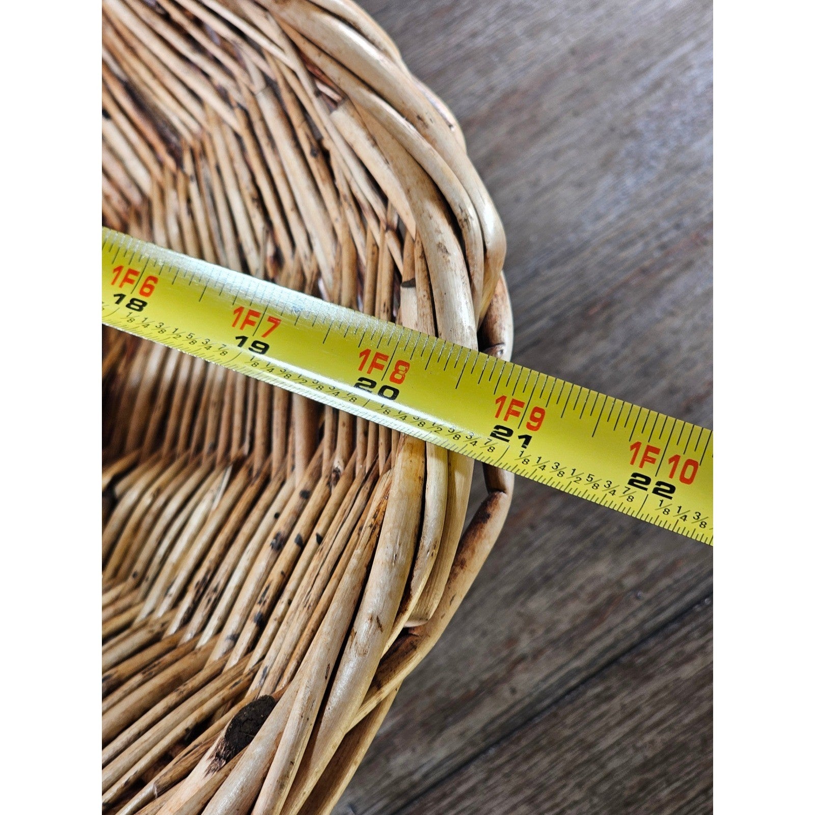 Vintage Wicker Market Basket with Handle | Rustic Farmhouse Storage Basket