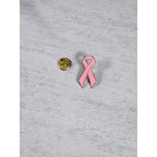 Vintage Pink Ribbon Enamel Pin Gold Tone 1 Inch Awareness Brooch