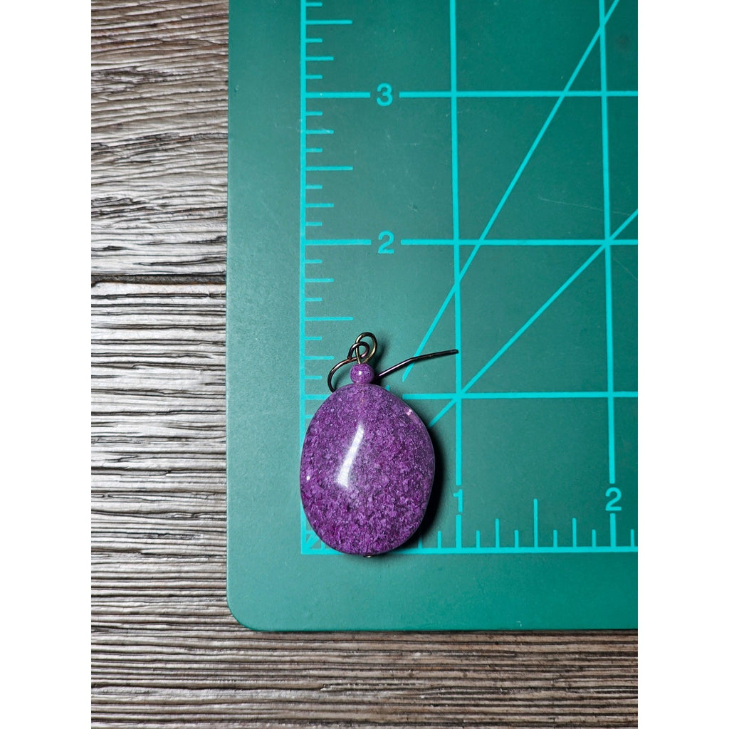 Purple Stone Drop Earrings Handmade Dangle Earrings Vintage Style