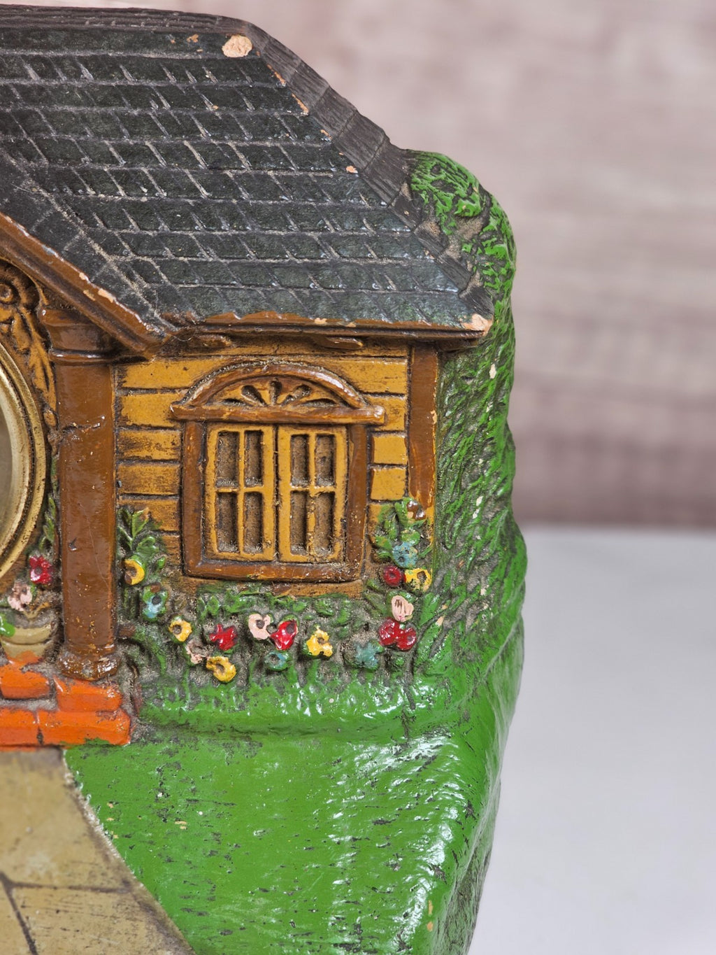 1920's  LUX Clock Co "Bungalow Deluxe Art Clock" Novelty Desk Clock